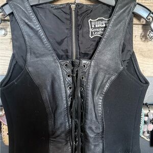 Black Leather Corset Vest
